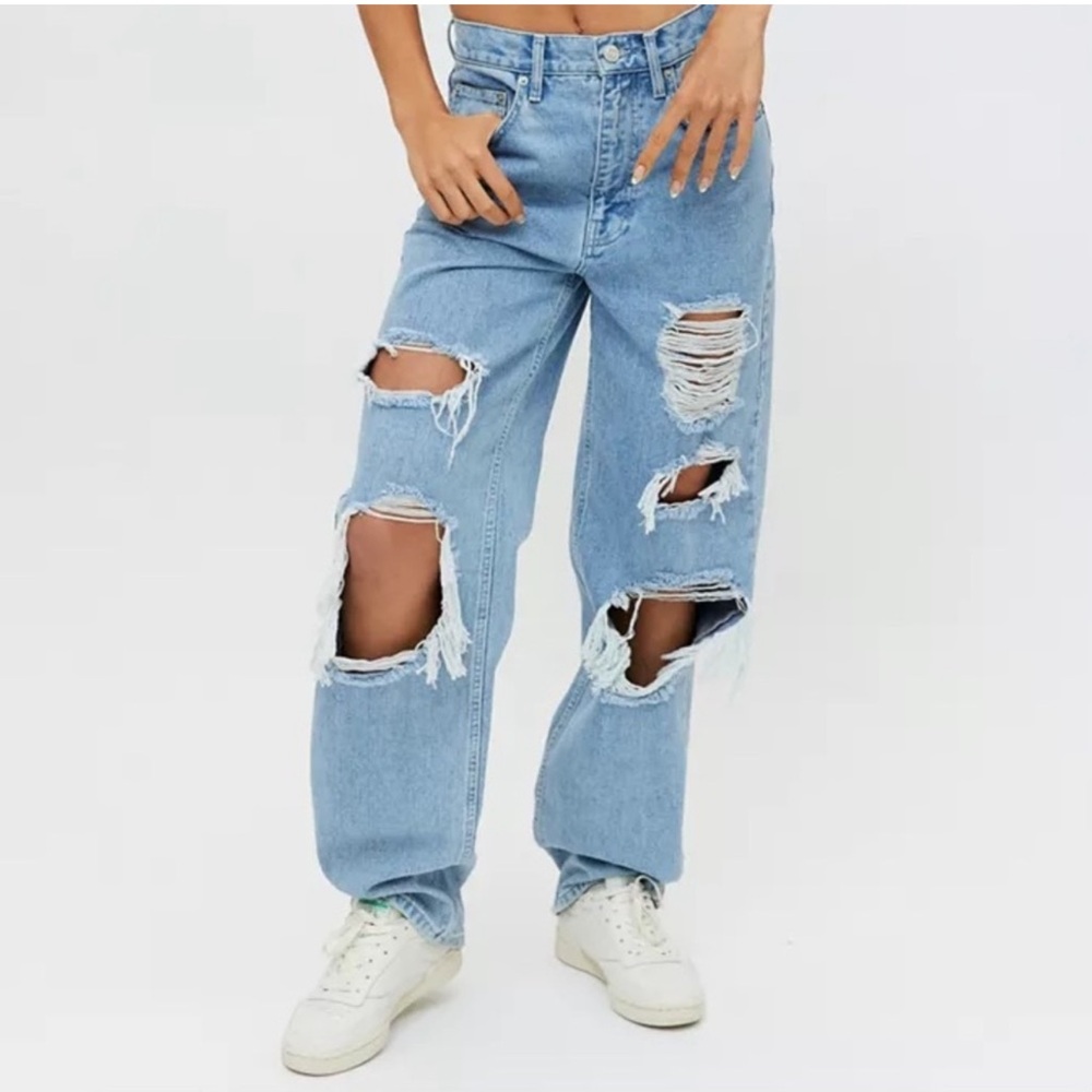 BDG Light Blue High-Rise Distressed Jeans